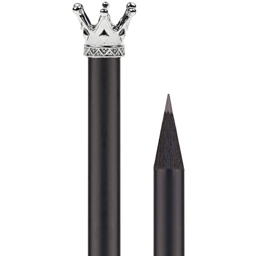 Bleistift Mit Metallkrone , schwarz, Krone silber, Holz, 19,00cm (Länge), Bild 4
