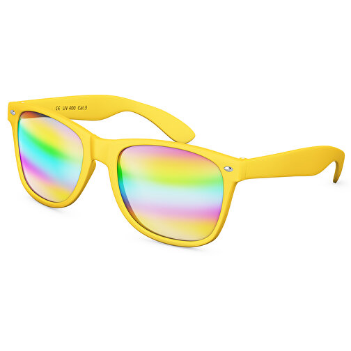 SunShine Mirror Soft-Touch - UV 400 , Promo Effects, verspiegelt gelb Soft-Touch, Rahmen aus Polycarbonat und Glass aus AC, 14,50cm x 4,80cm x 15,00cm (Länge x Höhe x Breite), Bild 1