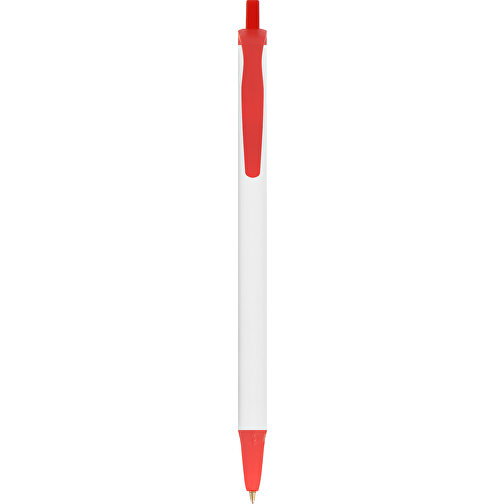 BIC® Clic Stic Kugelschreiber , BiC, weiß/gefr. rot, Kunststoff, 14,00cm x 1,20cm (Länge x Breite), Bild 1