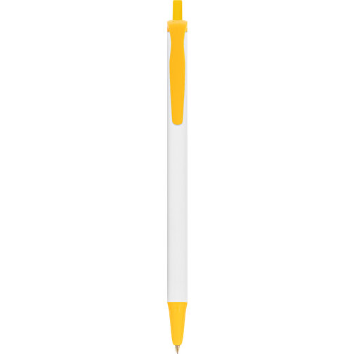 BIC® Clic Stic Kugelschreiber , BiC, weiss/gelb, Kunststoff, 14,00cm x 1,20cm (Länge x Breite), Bild 1