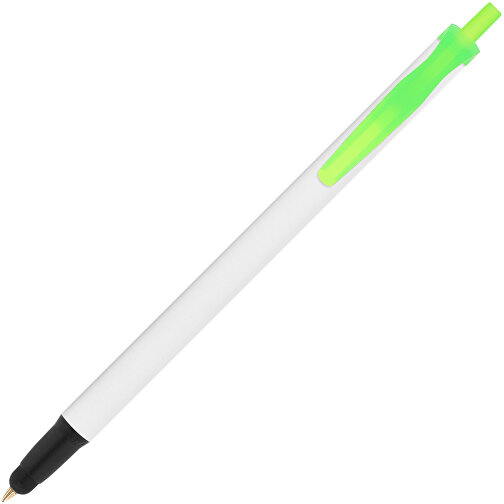 BIC® Clic Stic Stylus Kugelschreiber , BiC, weiß/gefr. grün/schwarz, Kunststoff, 14,00cm x 1,20cm (Länge x Breite), Bild 2