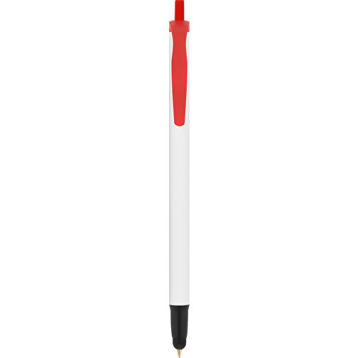 BIC® Clic Stic Stylus Kugelschreiber , BiC, weiss/gefr. rot/schwarz, Kunststoff, 14,00cm x 1,20cm (Länge x Breite), Bild 1