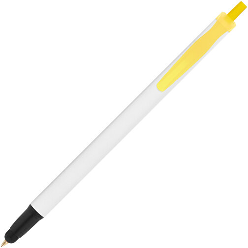 BIC® Clic Stic Stylus Kugelschreiber , BiC, weiß/gefr. gelb/schwarz, Kunststoff, 14,00cm x 1,20cm (Länge x Breite), Bild 2