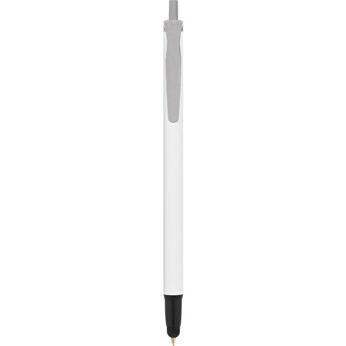 BIC® Clic Stic Stylus Kugelschreiber , BiC, weiß/metallgrau/schwarz, Kunststoff, 14,00cm x 1,20cm (Länge x Breite), Bild 1