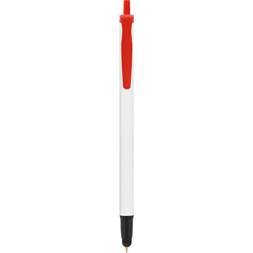 BIC® Clic Stic Stylus Kugelschreiber , BiC, weiß/rot/schwarz, Kunststoff, 14,00cm x 1,20cm (Länge x Breite), Bild 1