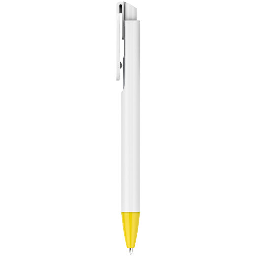 Kugelschreiber – Fanny Weiß , Promo Effects, gelb, Kunststoff, 14,20cm x 1,20cm (Länge x Breite), Bild 2