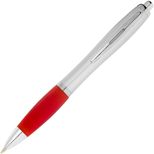 Nash Kugelschreiber Silbern Mit Farbigem Griff , silber / rot, ABS Kunststoff, 14,00cm (Länge), Bild 2
