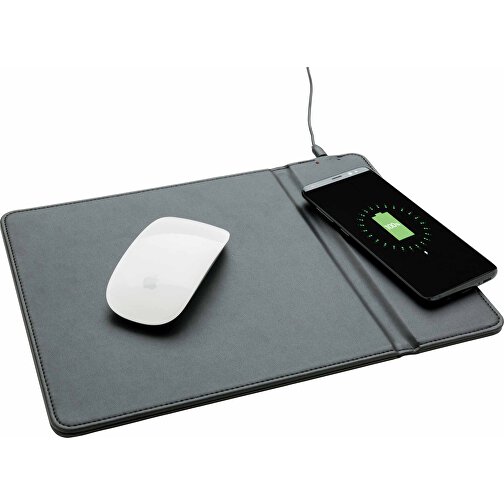 Mousepad Mit Wireless-5W-Charging Funktion, Schwarz , schwarz, PU, 30,00cm x 0,70cm (Länge x Höhe), Bild 1
