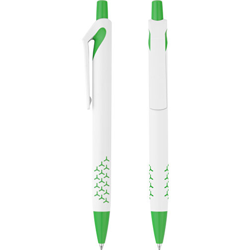 Druckkugelschreiber 'Omikron' , weiss, grün, ABS, 14,10cm (Länge), Bild 1