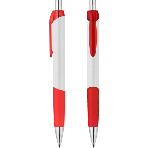 Druckkugelschreiber 'Epsilon' , weiß, rot-transparent, ABS, 14,10cm (Länge), Bild 1