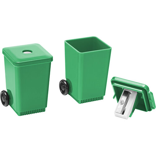 Spitzer 'Mülltonne' , grün, PS+MET, 4,10cm x 5,70cm x 3,80cm (Länge x Höhe x Breite), Bild 1