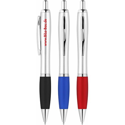 EXPRESSDRUCK Druckkugelschreiber 'Beta' , silber, rot, ABS, 14,10cm (Länge), Bild 2