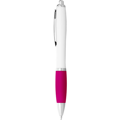 Nash Kugelschreiber Weiss Mit Farbigem Griff , weiss / rosa, ABS Kunststoff, 14,00cm (Höhe), Bild 2
