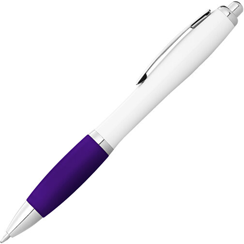 Nash Kugelschreiber Weiß Mit Farbigem Griff , weiß / lila, ABS Kunststoff, 14,00cm (Höhe), Bild 3