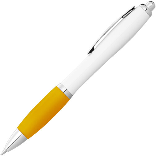 Nash Kugelschreiber Weiß Mit Farbigem Griff , weiß / gelb, ABS Kunststoff, 14,00cm (Höhe), Bild 3