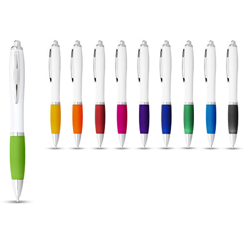 Nash kulepenn med hvit pennekropp og farget gummigrep, Bilde 6