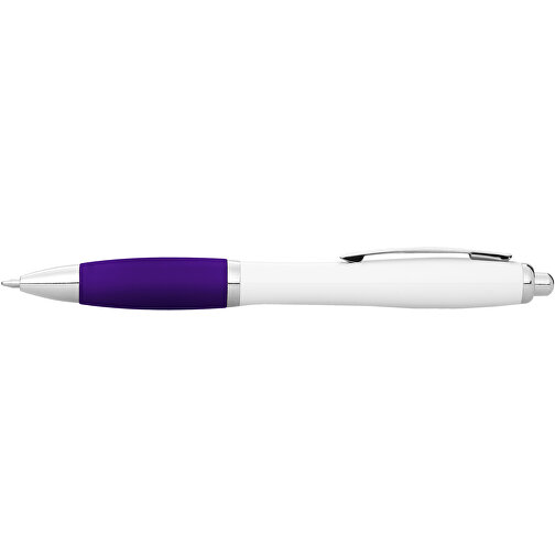 Nash Kugelschreiber Weiß Mit Farbigem Griff , weiß / lila, ABS Kunststoff, 14,00cm (Länge), Bild 4