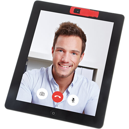 Webcam-Abdeckung HIDE , rot, Kunststoff, 4,00cm x 0,15cm x 1,60cm (Länge x Höhe x Breite), Bild 3