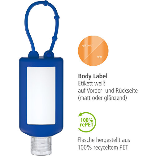 Duschgel Ingwer-Limette, 50 Ml Bumper Blau, Body Label (R-PET) , blau, Kunststoff (100% recycelt), Folie, Silikon, 2,20cm x 12,00cm x 4,70cm (Länge x Höhe x Breite), Bild 3