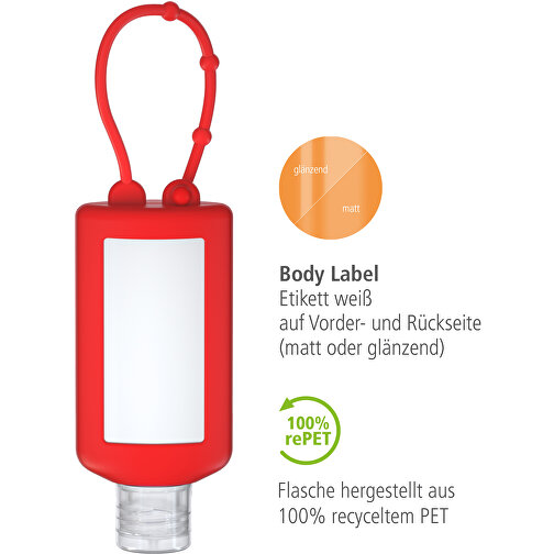 Gel de ducha Jengibre-Lima, 50 ml Bumper rojo, Body Label (R-PET), Imagen 3