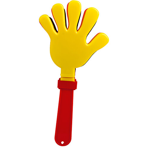 Klapperhand , schwarz/rot/gelb, Kunststoff, 28,50cm x 2,20cm x 13,50cm (Länge x Höhe x Breite), Bild 3