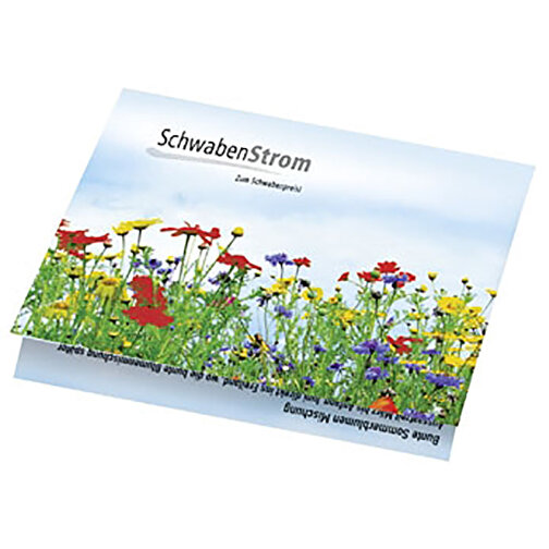 Klappkärtchen Blumenstrauß , bunt, Papier, Folie, Samen, 9,00cm x 6,00cm (Länge x Breite), Bild 1