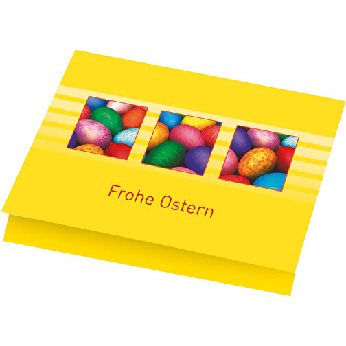 Klappkärtchen Eierfärberei , gelb, Papier, Färbeblättchen, 9,00cm x 6,00cm (Länge x Breite), Bild 1