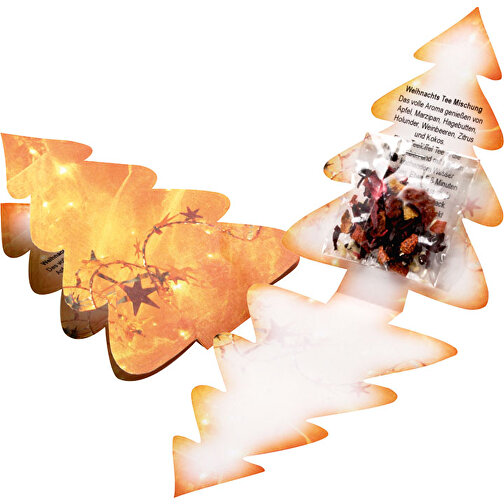 Klappkärtchen Weihnachtsbaum , weiss, Papier, Folie, Tee, 9,00cm x 11,80cm (Länge x Breite), Bild 1
