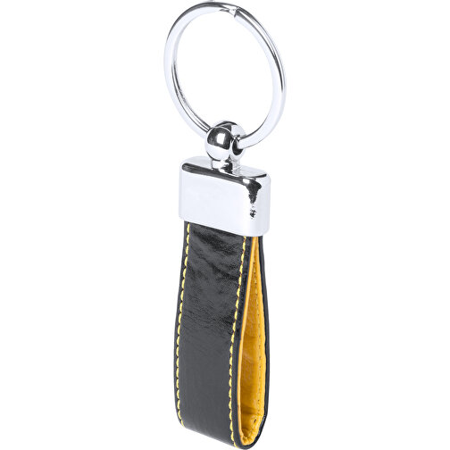 Schlüsselanhänger BORIEM , gelb, Metall/ PU, 2,50cm x 1,00cm x 8,00cm (Länge x Höhe x Breite), Bild 1