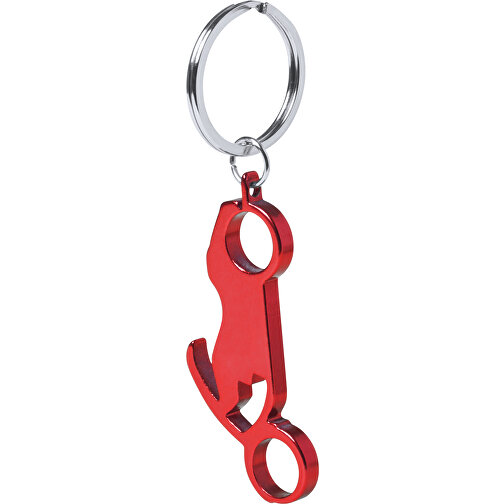 Schlüsselanhänger Flaschenöffner BLICHER , rot, Aluminium, 3,00cm x 0,40cm x 6,60cm (Länge x Höhe x Breite), Bild 1