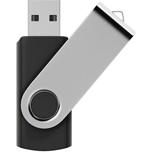 USB-Stick SWING Color 2.0 1 GB , Promo Effects MB , schwarz / silber MB , 1 GB , Kunststoff, Metall MB , 5,80cm x 1,09cm x 1,90cm (Länge x Höhe x Breite), Bild 1