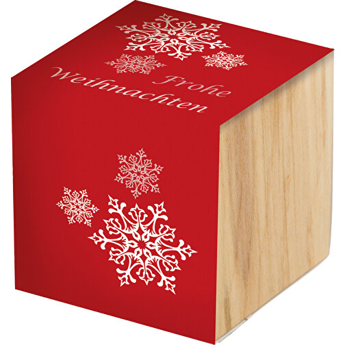 Pot cube bois de bureau de Noël - Design standard - Epicéa - 1 sites gravés au laser, Image 2
