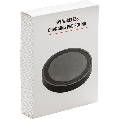 Runder 5W Wireless-Charger, Schwarz , schwarz, ABS, 1,00cm (Höhe), Bild 4