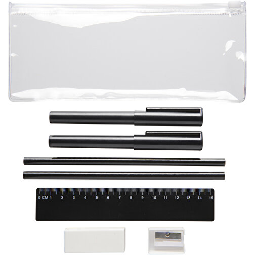 Mindy 8-teiliges Federmäppchen-Set , schwarz, ABS-, ASS- und PS-Kunststoff, 0,20cm x 21,00cm x 9,00cm (Länge x Höhe x Breite), Bild 1