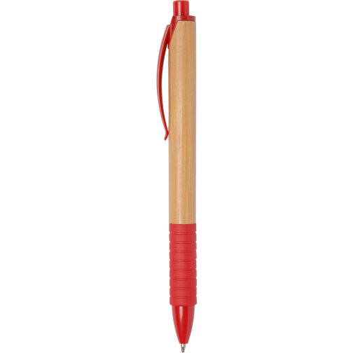 Kugelschreiber BAMBOO RUBBER , braun, rot, Bambus / Kunststoff, 14,30cm (Länge), Bild 1