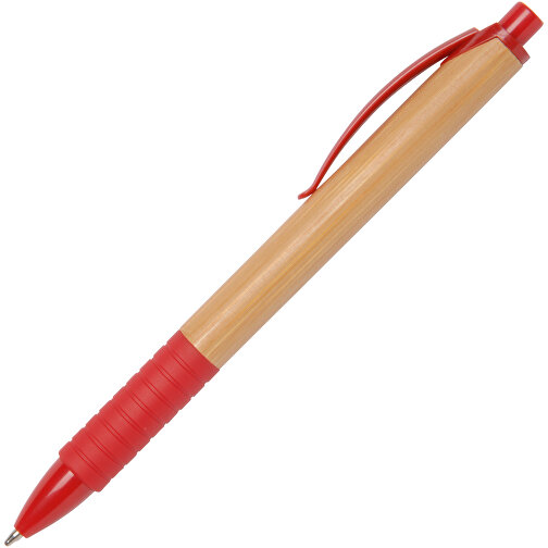 Kugelschreiber BAMBOO RUBBER , braun, rot, Bambus / Kunststoff, 14,30cm (Länge), Bild 2