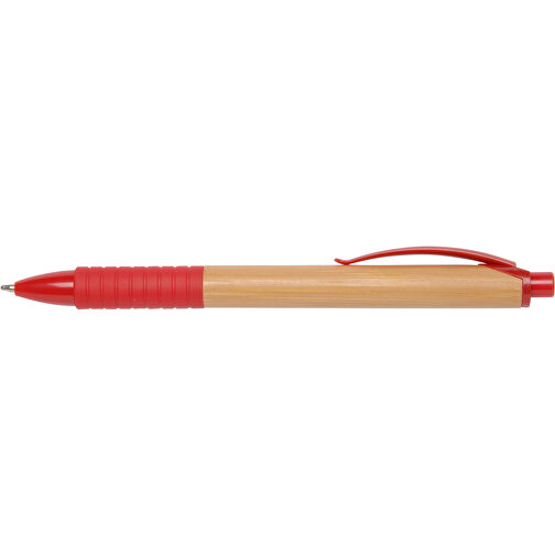 Kugelschreiber BAMBOO RUBBER , braun, rot, Bambus / Kunststoff, 14,30cm (Länge), Bild 3
