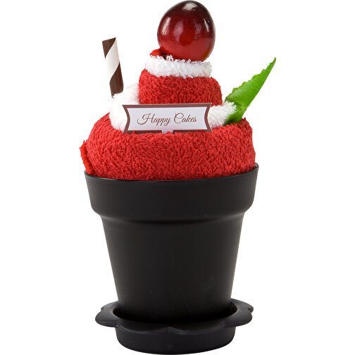 Wellness-Geschenkset: Kirsch Cup , rot / weiß / schwarz, 100 % Baumwolle, 7,50cm x 15,50cm x 7,50cm (Länge x Höhe x Breite), Bild 1