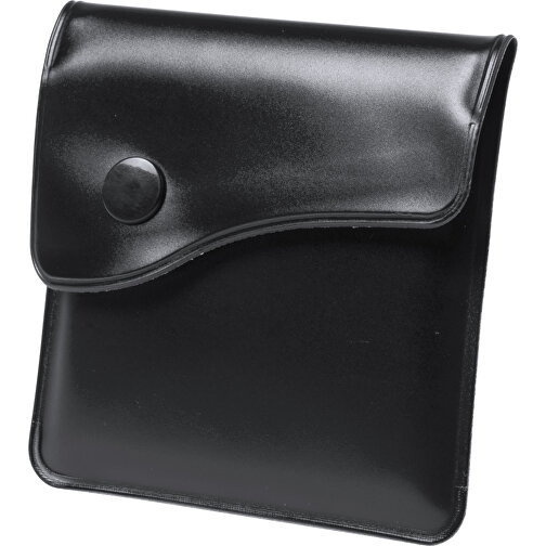 Tasche Aschenbecher BERKO , schwarz, PVC/ Aluminium, 8,00cm x 1,10cm x 8,00cm (Länge x Höhe x Breite), Bild 1
