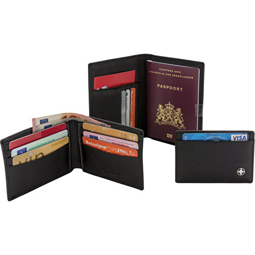 RFID Anti-Skimming Portemonnaie, Schwarz , schwarz, PU, 0,60cm x 8,30cm (Länge x Höhe), Bild 7