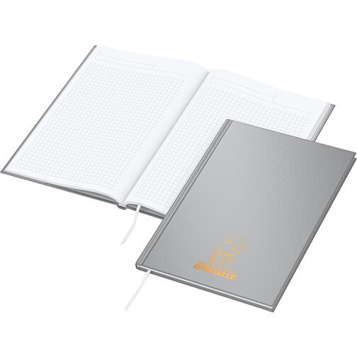 Notesbog Memo-Book A5 Cover-Star mat-sølv, silketryk digital x.press, Billede 1