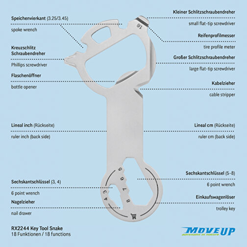 Set de cadeaux / articles cadeaux : ROMINOX® Key Tool Snake (18 functions) emballage à motif Outil, Image 10