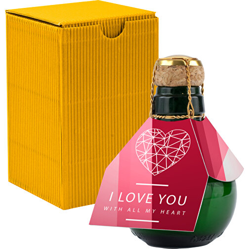 Kleinste Sektflasche Der Welt! I Love U - Inklusive Geschenkkarton In Gelb , gelb, Glas, 7,50cm x 12,00cm x 7,50cm (Länge x Höhe x Breite), Bild 1