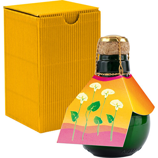 Kleinste Sektflasche Der Welt! Calla - Inklusive Geschenkkarton In Gelb , gelb, Glas, 7,50cm x 12,00cm x 7,50cm (Länge x Höhe x Breite), Bild 1