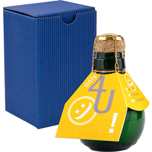 Kleinste Sektflasche Der Welt! Only 4 U - Inklusive Geschenkkarton In Blau , blau, Glas, 7,50cm x 12,00cm x 7,50cm (Länge x Höhe x Breite), Bild 1