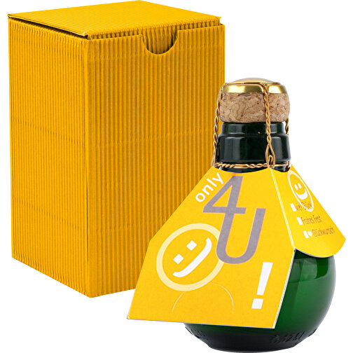 Kleinste Sektflasche Der Welt! Only 4 U - Inklusive Geschenkkarton In Gelb , gelb, Glas, 7,50cm x 12,00cm x 7,50cm (Länge x Höhe x Breite), Bild 1