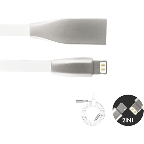 Câble 2-en-1 multifonctions, longueur 1m avec connecteurs en métal, Image 2