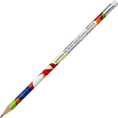 Bleistift Inklusive 360° Folientransferdruck , weiss, Hülse silber, Radierer weiss, Holz, 18,50cm x 0,70cm x 0,70cm (Länge x Höhe x Breite), Bild 2