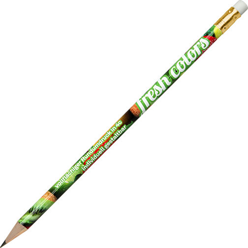 Bleistift Inklusive 360° Folientransferdruck , weiss, Hülse gold, Radierer weiss, Holz, 18,50cm x 0,70cm x 0,70cm (Länge x Höhe x Breite), Bild 2