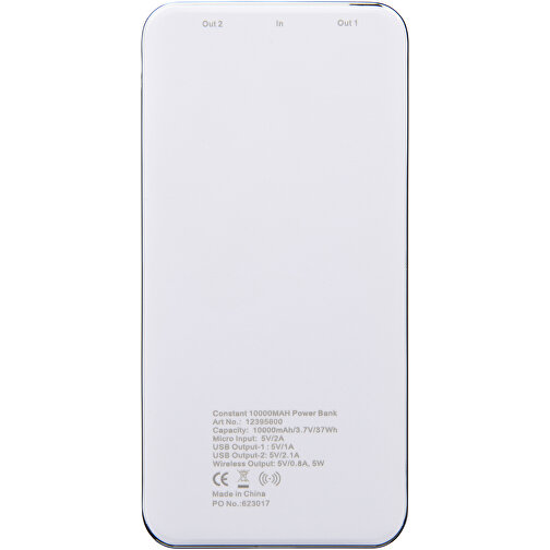 Constant 10000 MAh Kabellose Powerbank Mit LED , weiß, ABS Kunststoff, 15,20cm x 1,20cm x 7,50cm (Länge x Höhe x Breite), Bild 3